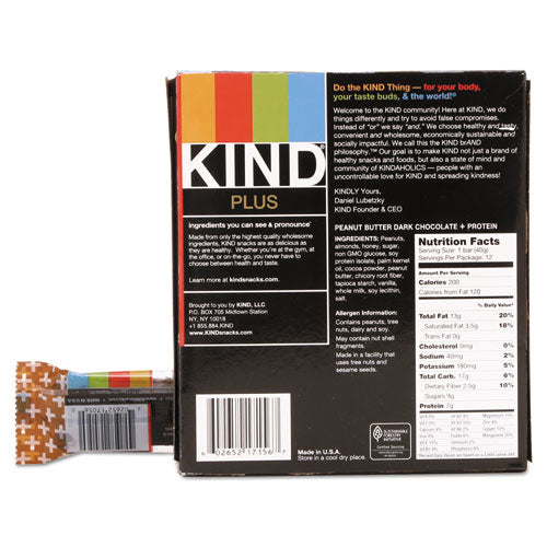 KIND wholesale. Plus Nutrition Boost Bar, Peanut Butter Dark Chocolate-protein, 1.4 Oz, 12-box. HSD Wholesale: Janitorial Supplies, Breakroom Supplies, Office Supplies.