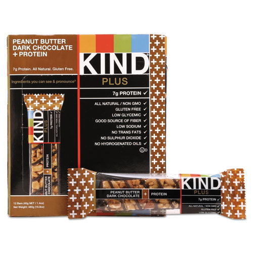 KIND wholesale. Plus Nutrition Boost Bar, Peanut Butter Dark Chocolate-protein, 1.4 Oz, 12-box. HSD Wholesale: Janitorial Supplies, Breakroom Supplies, Office Supplies.