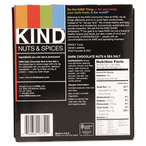 KIND wholesale. Nuts And Spices Bar, Dark Chocolate Nuts And Sea Salt, 1.4 Oz, 12-box. HSD Wholesale: Janitorial Supplies, Breakroom Supplies, Office Supplies.