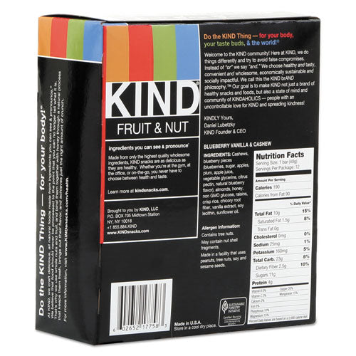 KIND wholesale. Fruit And Nut Bars, Blueberry Vanilla And Cashew, 1.4 Oz Bar, 12-box. HSD Wholesale: Janitorial Supplies, Breakroom Supplies, Office Supplies.