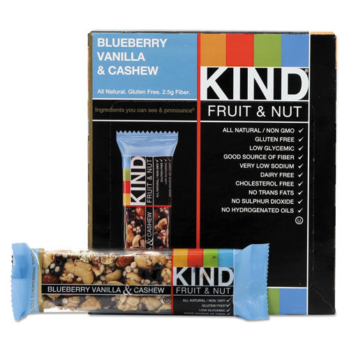 KIND wholesale. Fruit And Nut Bars, Blueberry Vanilla And Cashew, 1.4 Oz Bar, 12-box. HSD Wholesale: Janitorial Supplies, Breakroom Supplies, Office Supplies.