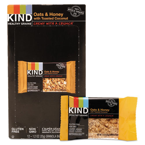 KIND wholesale. Healthy Grains Bar, Oats And Honey With Toasted Coconut, 1.2 Oz, 12-box. HSD Wholesale: Janitorial Supplies, Breakroom Supplies, Office Supplies.
