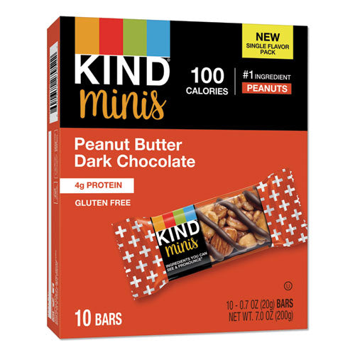 KIND wholesale. Minis, Peanut Butter Dark Chocolate, 0.7 Oz, 10-pack. HSD Wholesale: Janitorial Supplies, Breakroom Supplies, Office Supplies.