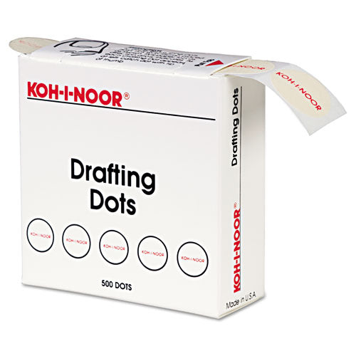 Koh-I-Noor wholesale. Adhesive Drafting Dots, 0.88" Dia, Dries Clear, 500-box. HSD Wholesale: Janitorial Supplies, Breakroom Supplies, Office Supplies.