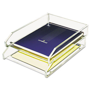 Kantek wholesale. Clear Acrylic Letter Tray, 2 Sections, Letter Size Files, 10.5" X 13.75" X 2.5", Clear, 2-pack. HSD Wholesale: Janitorial Supplies, Breakroom Supplies, Office Supplies.