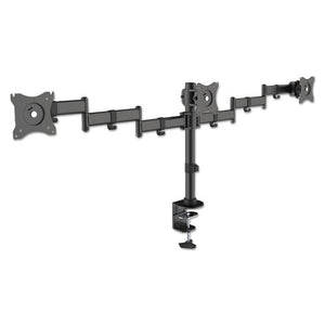 Kantek wholesale. Articulating Triple Monitor Arms, For 13" To 27" Monitors, 360 Deg Rotation, 45 Deg Tilt, 180 Deg Pan, Black, Supports 18 Lb. HSD Wholesale: Janitorial Supplies, Breakroom Supplies, Office Supplies.