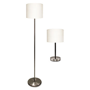 Ledu® wholesale. Slim Line Lamp Set, Table 12 5-8" High And Floor 61.5" High, 12"; 6"w X 61.5"; 12.63"h, Silver. HSD Wholesale: Janitorial Supplies, Breakroom Supplies, Office Supplies.