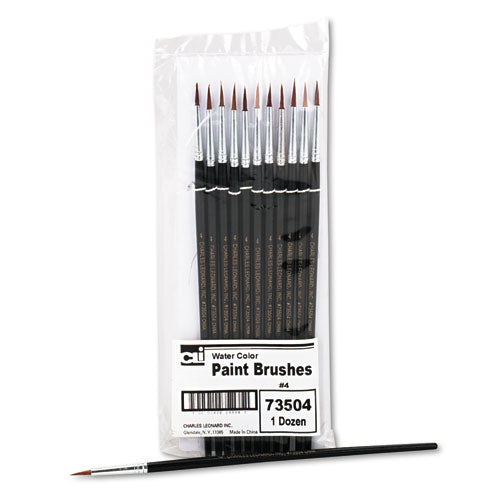 Charles Leonard® wholesale. Artist Brush, Size 4, Camel Hair, Round, 12-pack. HSD Wholesale: Janitorial Supplies, Breakroom Supplies, Office Supplies.