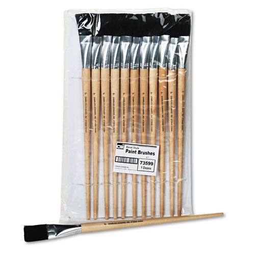 Charles Leonard® wholesale. Long Handle Easel Brush, Size 22, Natural Bristle, Flat, 12-pack. HSD Wholesale: Janitorial Supplies, Breakroom Supplies, Office Supplies.