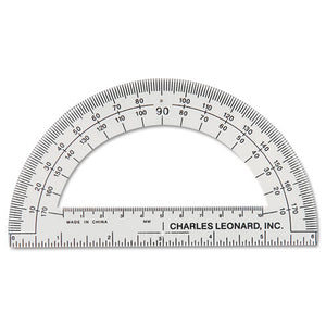 Charles Leonard® wholesale. Open Center Protractor, Plastic, 6" Ruler Edge, Clear, Dozen. HSD Wholesale: Janitorial Supplies, Breakroom Supplies, Office Supplies.