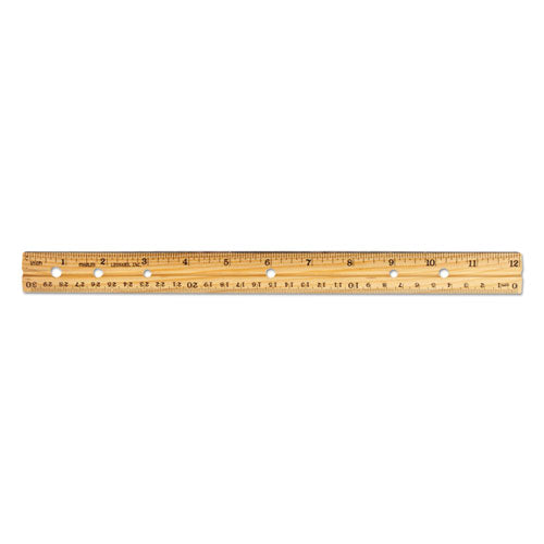 Charles Leonard® wholesale. Beveled Wood Ruler W-single Metal Edge, 3-hole Punched, 12", Natural, 36-box. HSD Wholesale: Janitorial Supplies, Breakroom Supplies, Office Supplies.