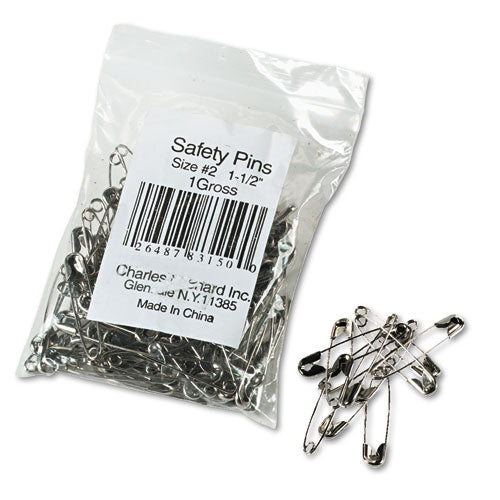 Charles Leonard® wholesale. Safety Pins, Nickel-plated, Steel, 1 1-2" Length, 144-pack. HSD Wholesale: Janitorial Supplies, Breakroom Supplies, Office Supplies.