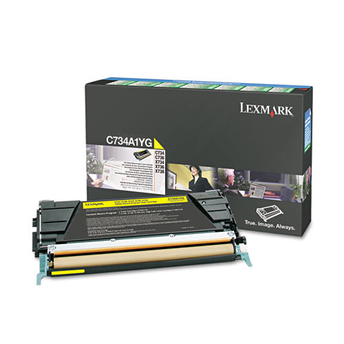 Lexmark™ wholesale. LEXMARK C734a1yg Return Program Toner, 6,000 Page-yield, Yellow. HSD Wholesale: Janitorial Supplies, Breakroom Supplies, Office Supplies.