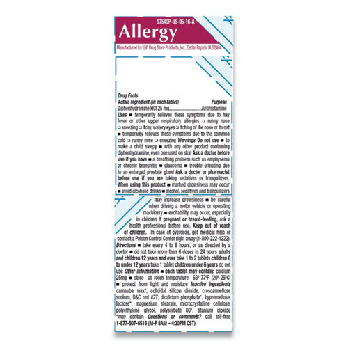 Lil' Drugstore® wholesale. Allergy Relief Tablets, Refill Pack, Two Tablets-packet, 50 Packets-box. HSD Wholesale: Janitorial Supplies, Breakroom Supplies, Office Supplies.