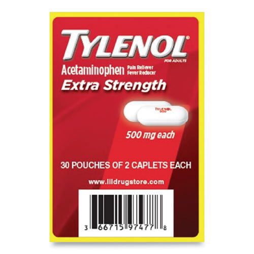 Tylenol® wholesale. Acetaminophen, 500mg, Extra Strength Caplets, Refill, 2 -packet, 30 Packs-box. HSD Wholesale: Janitorial Supplies, Breakroom Supplies, Office Supplies.