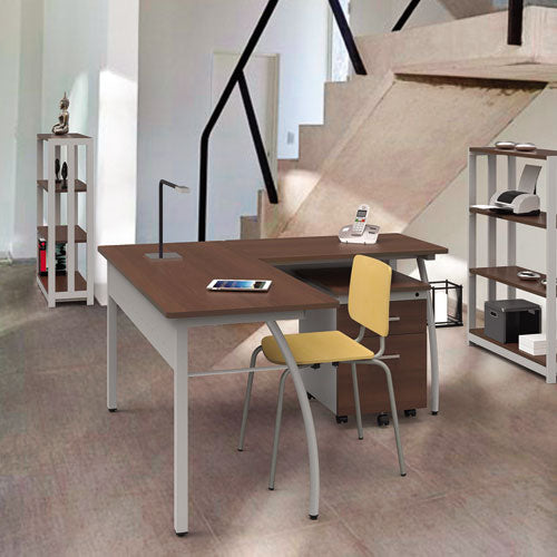 Linea Italia® wholesale. Trento Line L-shaped Desk, 59.13" X 59.13" X 29.5", Cherry. HSD Wholesale: Janitorial Supplies, Breakroom Supplies, Office Supplies.