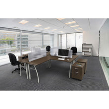 Load image into Gallery viewer, Linea Italia® wholesale. Trento Line L-shaped Desk, 59.13&quot; X 59.13&quot; X 29.5&quot;, Mocha-gray. HSD Wholesale: Janitorial Supplies, Breakroom Supplies, Office Supplies.