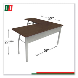 Linea Italia® wholesale. Trento Line L-shaped Desk, 59.13" X 59.13" X 29.5", Mocha-gray. HSD Wholesale: Janitorial Supplies, Breakroom Supplies, Office Supplies.