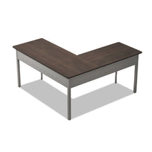 Load image into Gallery viewer, Linea Italia® wholesale. Trento Line L-shaped Desk, 59.13&quot; X 59.13&quot; X 29.5&quot;, Mocha-gray. HSD Wholesale: Janitorial Supplies, Breakroom Supplies, Office Supplies.