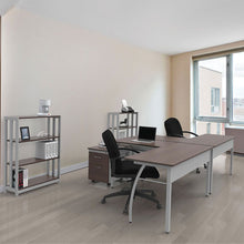 Load image into Gallery viewer, Linea Italia® wholesale. Trento Line L-shaped Desk, 59.13&quot; X 59.13&quot; X 29.5&quot;, Mocha-gray. HSD Wholesale: Janitorial Supplies, Breakroom Supplies, Office Supplies.