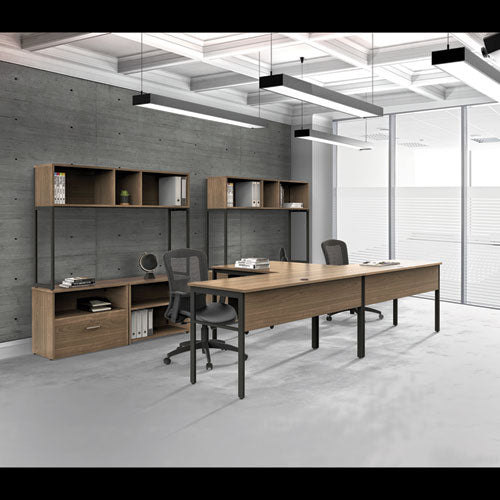 Linea Italia® wholesale. Urban Series Desk Workstation, 47.25" X 23.75" X 29.5", Natural Walnut. HSD Wholesale: Janitorial Supplies, Breakroom Supplies, Office Supplies.