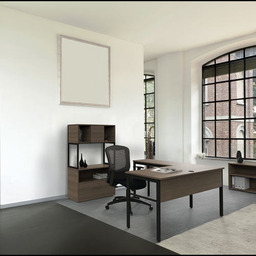 Linea Italia® wholesale. Urban Series Desk Workstation, 47.25" X 23.75" X 29.5", Natural Walnut. HSD Wholesale: Janitorial Supplies, Breakroom Supplies, Office Supplies.