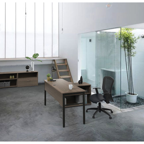 Linea Italia® wholesale. Urban Series Desk Workstation, 47.25" X 23.75" X 29.5", Natural Walnut. HSD Wholesale: Janitorial Supplies, Breakroom Supplies, Office Supplies.
