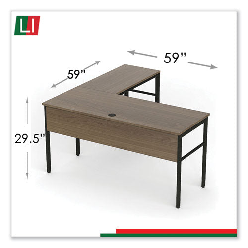 Linea Italia® wholesale. Urban Series L- Shaped Desk, 59" X 59" X 29.5", Natural Walnut. HSD Wholesale: Janitorial Supplies, Breakroom Supplies, Office Supplies.
