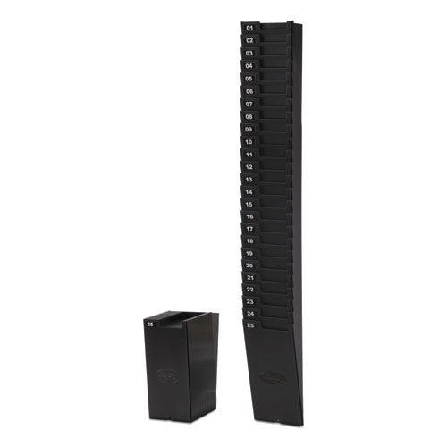 Lathem® Time wholesale. Expandable Time Card Rack, 25-pocket, Holds 9" Cards, Plastic, Black. HSD Wholesale: Janitorial Supplies, Breakroom Supplies, Office Supplies.
