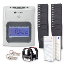 Load image into Gallery viewer, Lathem® Time wholesale. 400e Top-feed Time Clock Bundle, White. HSD Wholesale: Janitorial Supplies, Breakroom Supplies, Office Supplies.