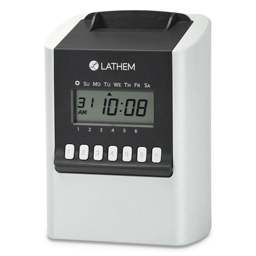 Lathem® Time wholesale. 700e Calculating Time Clock, White. HSD Wholesale: Janitorial Supplies, Breakroom Supplies, Office Supplies.