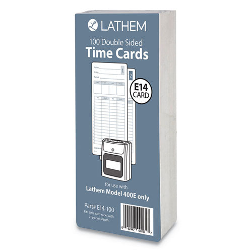 Lathem® Time wholesale. E14-100 Time Cards, Bi-weekly-monthly-semi-monthly-weekly, Two Sides, 7". HSD Wholesale: Janitorial Supplies, Breakroom Supplies, Office Supplies.