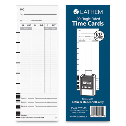 Lathem® Time wholesale. E17-100 Time Card, Bi-weekly-monthly-semi-monthly-weekly, One Side, 9