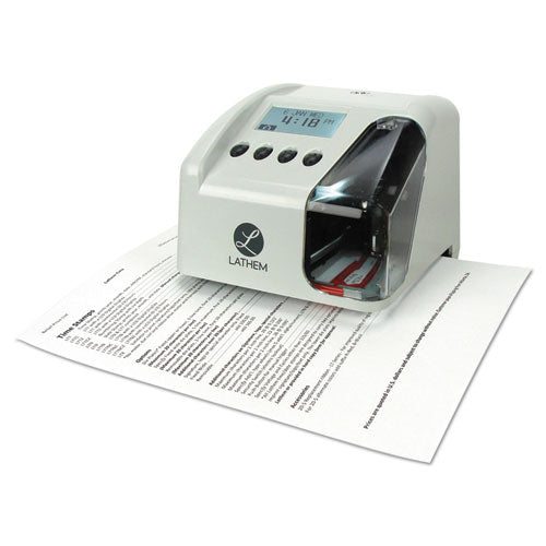 Lathem® Time wholesale. Lt5000 Electronic Time And Date Stamp, Electronic, Cool Gray. HSD Wholesale: Janitorial Supplies, Breakroom Supplies, Office Supplies.