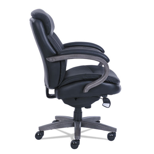 La-Z-Boy® wholesale. Woodbury Mid-back Executive Chair, Supports Up To 300 Lbs., Black Seat-black Back, Weathered Gray Base. HSD Wholesale: Janitorial Supplies, Breakroom Supplies, Office Supplies.