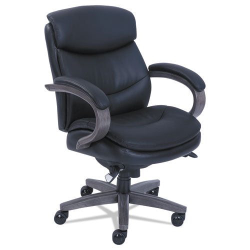 La-Z-Boy® wholesale. Woodbury Mid-back Executive Chair, Supports Up To 300 Lbs., Black Seat-black Back, Weathered Gray Base. HSD Wholesale: Janitorial Supplies, Breakroom Supplies, Office Supplies.