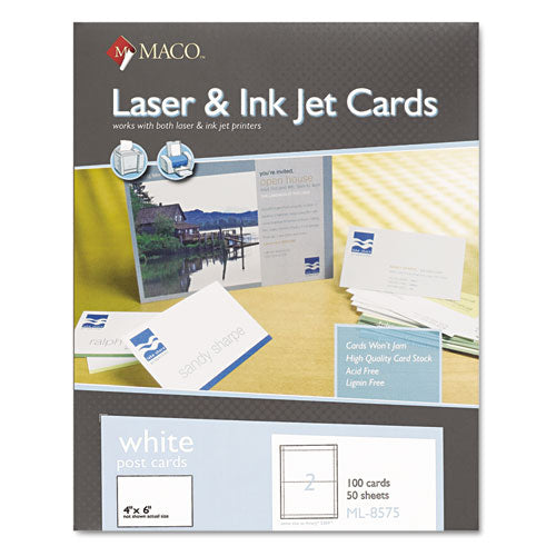 MACO® wholesale. Unruled Microperforated Laser-ink Jet Index Cards, 4 X 6, White, 100-box. HSD Wholesale: Janitorial Supplies, Breakroom Supplies, Office Supplies.