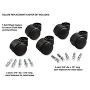 Master Caster® wholesale. Deluxe Futura Casters, Polyurethane, B And K Stems, 120 Lbs-caster, 5-set. HSD Wholesale: Janitorial Supplies, Breakroom Supplies, Office Supplies.