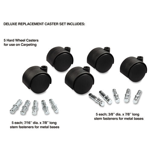 Master Caster® wholesale. Deluxe Duet Casters, Nylon, B And K Stems, 110 Lbs-caster, 5-set. HSD Wholesale: Janitorial Supplies, Breakroom Supplies, Office Supplies.