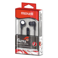 Maxell® wholesale. B-13 Bass Earbuds With Microphone, Black, 52