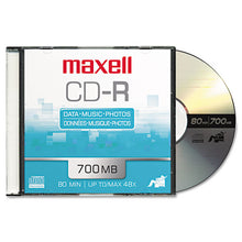 Load image into Gallery viewer, Maxell® wholesale. Cd-r Discs, 700mb-80min, 48x, W-slim Jewel Cases, Silver, 10-pack. HSD Wholesale: Janitorial Supplies, Breakroom Supplies, Office Supplies.