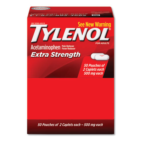 Tylenol® wholesale. Extra Strength Caplets, Two-pack, 50 Packs-box. HSD Wholesale: Janitorial Supplies, Breakroom Supplies, Office Supplies.