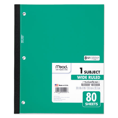 Mead® wholesale. Wireless Neatbook Notebook, 1 Subject, Wide-legal Rule, Assorted Color Covers, 10.5 X 8, 80 Sheets. HSD Wholesale: Janitorial Supplies, Breakroom Supplies, Office Supplies.