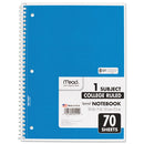 Mead® wholesale. Spiral Notebook, 1 Subject, Medium-college Rule, Assorted Color Covers, 10.5 X 7.5, 70 Sheets. HSD Wholesale: Janitorial Supplies, Breakroom Supplies, Office Supplies.
