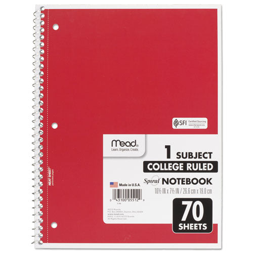 Mead® wholesale. Spiral Notebook, 1 Subject, Medium-college Rule, Assorted Color Covers, 10.5 X 7.5, 70 Sheets. HSD Wholesale: Janitorial Supplies, Breakroom Supplies, Office Supplies.