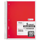 Mead® wholesale. Spiral Notebook, 5 Subjects, Medium-college Rule, Assorted Color Covers, 10.5 X 8, 180 Sheets. HSD Wholesale: Janitorial Supplies, Breakroom Supplies, Office Supplies.