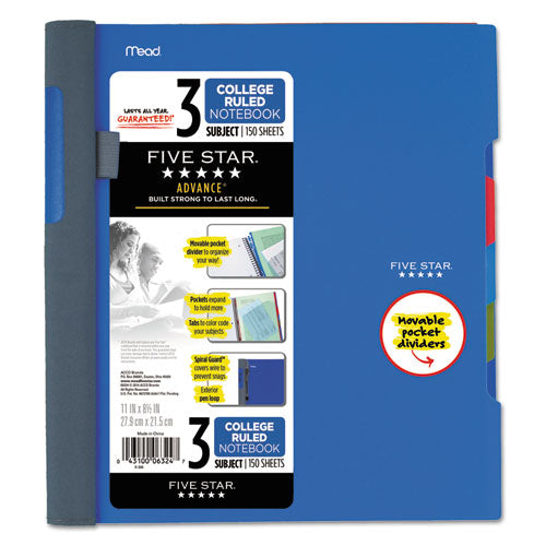 Five Star® wholesale. Advance Wirebound Notebook, 3 Subjects, Medium-college Rule, Assorted Color Covers, 11 X 8.5, 150 Sheets. HSD Wholesale: Janitorial Supplies, Breakroom Supplies, Office Supplies.