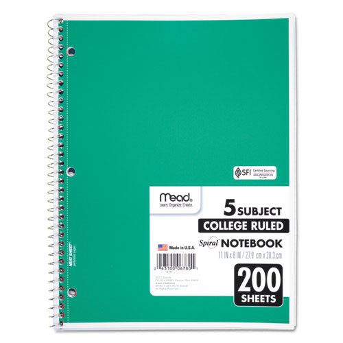 Mead® wholesale. Spiral Notebook, 5 Subjects, Medium-college Rule, Assorted Color Covers, 11 X 8, 200 Sheets. HSD Wholesale: Janitorial Supplies, Breakroom Supplies, Office Supplies.