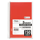 Mead® wholesale. Spiral Notebook, 3 Subjects, Medium-college Rule, Assorted Color Covers, 9.5 X 5.5, 150 Sheets. HSD Wholesale: Janitorial Supplies, Breakroom Supplies, Office Supplies.