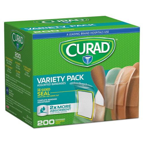 Curad® wholesale. Variety Pack Assorted Bandages, 200-box. HSD Wholesale: Janitorial Supplies, Breakroom Supplies, Office Supplies.